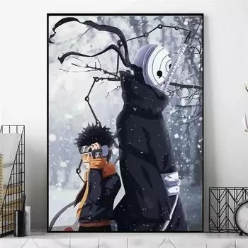 Япония Аниме Наруто Обито Учиха HD Плакат Холст Картина Фреска Гостиная Спальня Настенная Картина Домашнее Украшение Без Рамки 21*30cm No Frame