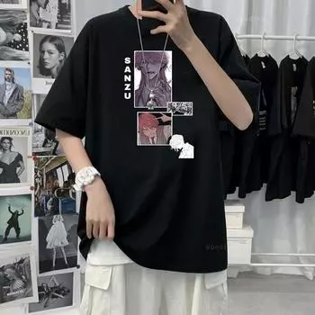 Япония Аниме Токио Мстители Haitani Ran Sanzu Haruchiyo Мужчины Женщины Футболка Мода Манга Harajuku Летние футболки с короткими рукавами M ясень черный