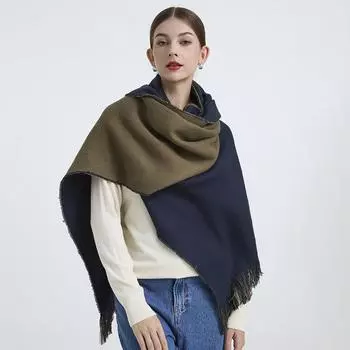Япония и Южная Корея тянут двухстороннее разноцветное теплое длинное полотенце женская мода ниша грубый старый стиль темперамент шаль 60x190+2x9cm