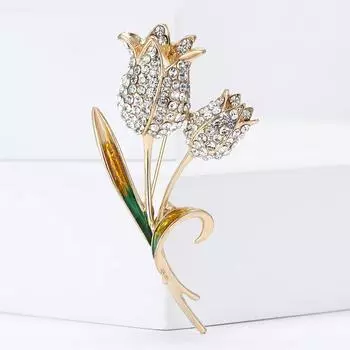 Япония и Корея мода сплав горный хрусталь тюльпан брошь универсальная атмосфера женский костюм кардиган корсаж ювелирные изделия булавка