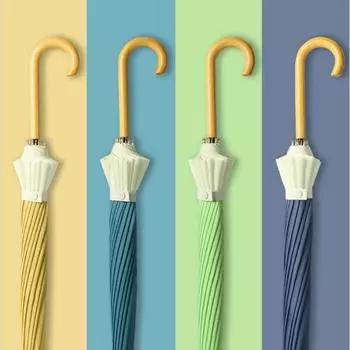 Япония Корея Маленький свежий простой соединительный элемент с длинной ручкой, прямой стержень, зонтик, деревянная изогнутая ручка, 16 костей 23 *16 Type A