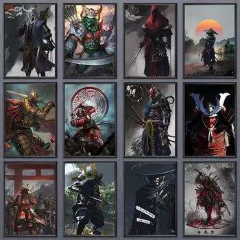 Япония Самурай Штык Плакаты и принты Воин Настенная Картина Холст Картина Гостиная Фреска Украшения Дома Подарок Куадрос 21x30cm No Framed