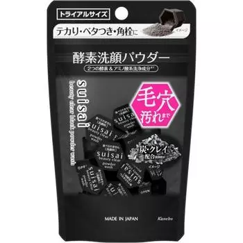 Япония Suisai Beauty Прозрачная черная пудра для умывания (Контрольная работа) Ферментное средство для умывания лица 0,4 г x 15