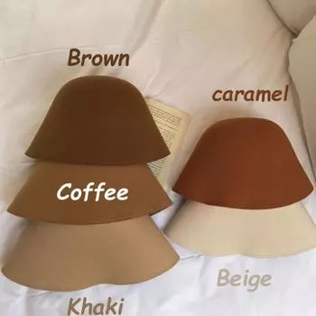 Япония Wolvilt Hoed Vrouwelijke Eenvoudige Retro Dome Emmer Hoed Ins Warm Britse Emmer Hoeden Bekken Hoed Gorros 56-58cm темно-коричневого