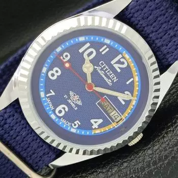 ЯПОНИЯ 8200 МУЖСКИЕ АВТОМАТИЧЕСКИЕ CITIZEN ВОССТАНОВЛЕННЫЕ СИНИЕ ЦИФЕРБЛАТНЫЕ ЧАСЫ a426209-2 RL620c-a426209