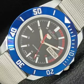 ЯПОНИЯ МУЖСКИЕ АВТОМАТИЧЕСКИЕ 6309A ВОССТАНОВЛЕННЫЕ ЧАСЫ SEIKO 5 С ЧЕРНЫМ ЦИФЕРБЛАТОМ a426531-2 RL-a426531