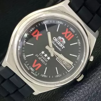 ЯПОНИЯ МУЖСКИЕ ЧАСЫ ORIENT CRYSTAL 46943 АВТОМАТИЧЕСКИЕ ДЕНЬ И ДАТА ЧЕРНЫЙ ЦИФЕРБЛАТ a431933-2 R109-a431933