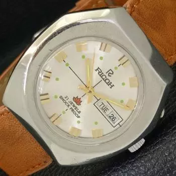 ЯПОНИЯ МУЖСКИЕ ЧАСЫ RICOH R31 АВТОМАТИЧЕСКИЕ С ДНЕМ И ДАТОЙ СЕРЕБРИСТОГО ЦВЕТА С ЦИФЕРБЛАТОМ a431964-2 R109-a431964