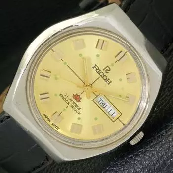 ЯПОНИЯ МУЖСКИЕ ЧАСЫ RICOH R31 АВТОМАТИЧЕСКИЕ С ДНЕМ И ДАТОЙ ЗОЛОТИСТОГО ЦВЕТА С ЦИФЕРБЛАТОМ a431974-2 R109-a431974