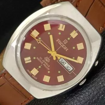 ЯПОНИЯ RICOH R31 АВТОМАТИЧЕСКИЕ МУЖСКИЕ ЧАСЫ DAY&DATE КРАСНОГО ЦИФЕРБЛАТА a431957-2 R109-a431957