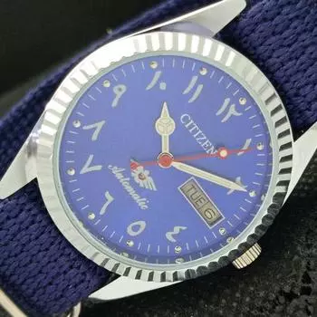ЯПОНИЯ ВОССТАНОВЛЕННЫЕ CITIZEN АВТО ДЕНЬ/ДАТА 8200 АРАБСКИЙ СИНИЙ ЦИФЕРБЛАТ a425311-2 RL-a425311