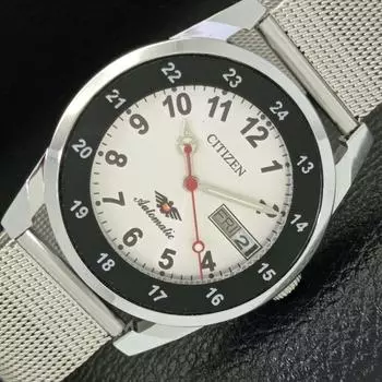 ЯПОНИЯ ВОССТАНОВЛЕННЫЕ МУЖСКИЕ НАРУЧНЫЕ ЧАСЫ CITIZEN 8200 С АВТОМАТИЧЕСКИМ СЕРЕБРЯНЫМ ЦИФЕРБЛАТОМ a426410-2 RL-a426410