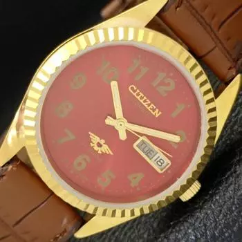 ЯПОНИЯ ВОССТАНОВЛЕННЫЕ МУЖСКИЕ СТАРЫЕ CITIZEN 8200 АВТОМАТИЧЕСКИЕ ЧАСЫ С КРАСНЫМ ЦИФЕРБЛАТОМ a426138-2 RL-a426138