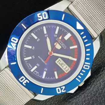 ЯПОНИЯ ВОССТАНОВЛЕННЫЕ SEIKO 5 MENS 6309A АВТОМАТИЧЕСКИЕ НАРУЧНЫЕ ЧАСЫ С СИНИМ ЦИФЕРБЛАТОМ a426529-2 RL-a426529