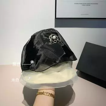 Японская элегантная солнцезащитная кружевная рыбацкая шляпа, весенне-летняя прогулка, защита от ультрафиолета, однотонный жемчужный козырек