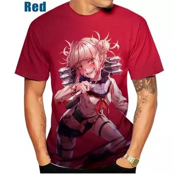 Японская аниме-девушка Химико Тога, мужская/женская модная тонкая футболка с 3D принтом, повседневный топ с круглым вырезом, мужская одежда оверсайз XS