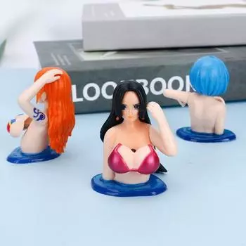 Японская аниме-фигурка, коллекционная трясущаяся грудь, купальник, девушка, украшение, миниатюрная фигурка, девушка, ПВХ, сексуальная фигурка синий