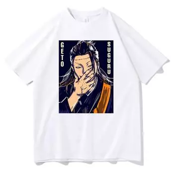 Японская аниме-футболка с графическим принтом «Jujutsu Kaisen Suguru Geto», модная повседневная футболка с круглым вырезом и коротким рукавом, футболка большого размера унисекс 4XL