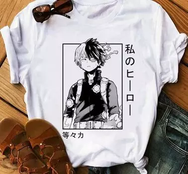 Японская аниме-футболка с графическим принтом My Hero Academia, модная повседневная футболка с круглым вырезом и коротким рукавом, футболка больших размеров унисекс 4XL