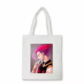 Японская аниме Hunter x Hunter Сумка для покупок Eco Manga Tote Harajuku Сумка-шоппер Женская парусиновая сумка на плечо Killua Zoldyck Hisoka 24*26cm