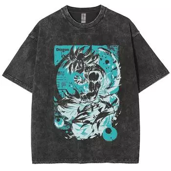 Японская аниме-зеленая мультяшная футболка с принтом персонажей из мультфильмов, женская свободная джинсовая ткань с коротким рукавом, удобная, высокого качества S