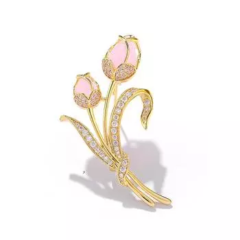 Японская брошь-тюльпан, изысканный женственный темперамент, инкрустированная бриллиантами брошь, пряжка-непропускаемая, аксессуары для костюма
