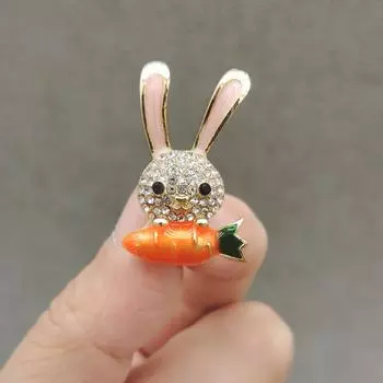 Японская брошь в виде кролика-редиса, персонализированный антибликовый воротник со стразами, милый мультяшный воротник для одежды
