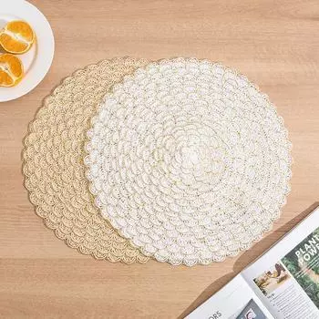 Японская бумажная тканая салфетка нескользящий термоизоляционный коврик круглая бытовая подставка под кофе коврик для западной еды декоративные подушечки 38CM-1pc белый