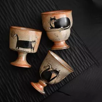 Японская чашка для чая «Кот в печи» Большая керамическая именная чашка «Кунг-фу» Чайный сервиз «Легкая роскошная ретро-чашка»