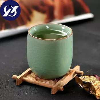 Японская чашка Longquan цвета селадона, чайный сервиз кунг-фу, керамическая креативная офисная чашка для воды, фарфоровая чашка ручной работы, подарочная посуда для напитков