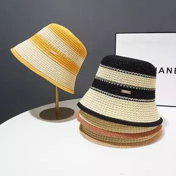 Японская цветная полосатая шляпа-ведро для женщин, летняя шляпа для отдыха, солнцезащитный крем, универсальная шляпа для отдыха на открытом воздухе, шляпа рыбака M56-58cm