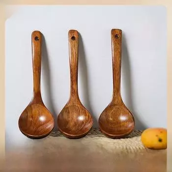 Японская деревянная ложка Nanmu с лаковым покрытием для супа, каши, рамена и хот-пота с индивидуальной гравировкой 18.5*6cm-3102