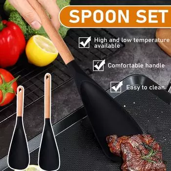 Японская деревянная ручка силиконовая лопатка ложка многофункциональная лопатка для пищевых добавок One Size