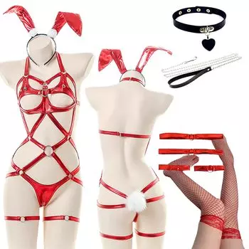 Японская девушка-кролик, косплей, девушка-кролик, обратный кролик, сексуальный костюм, эротическое экстремальное эротическое белье, нижнее белье, тренировочное, милый маленький дьявол, кожаный кролик