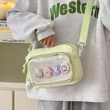 Японская девушка прозрачная сумка для боли, маленькая еда, сумка через плечо, женская универсальная повседневная маленькая сумка для мобильного телефона average size розовый