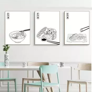 Японская еда рамэн суши пельмени печать плакатов дерево бонсай денежное растение настенные художественные фотографии домашний ресторан декор холст живопись 21x30cm No Framed белый