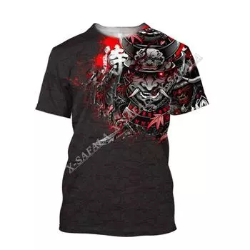 Японская футболка Harajuku Oni Samurai Knight с 3D принтом, высококачественная футболка из молочного волокна, мужская повседневная дышащая быстросохнущая летняя футболка S