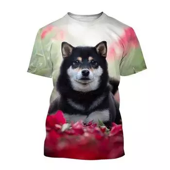 Японская футболка с изображением акита-ину для мужчин, милые футболки с 3D принтом собаки и животного Шиба-ину в стиле Харадзюку, уличные топы с короткими рукавами, футболка 4XL