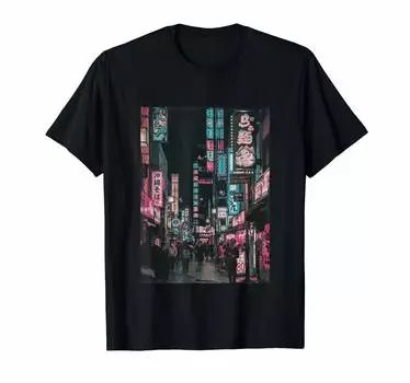 Японская футболка Vaporwave Japan Street scene Tokyo Lofi Aesthetic