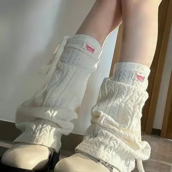 Японская горячая девушка бежевые ремни для ног милые ворсовые носки носки для голени защита для ног студенческий центр милые носки женские One size fits all бежевый