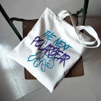 Японская готическая холщовая сумка с медведем, повседневная сумка в стиле Харадзюку, большая вместительность, новая сумка-шоппер в стиле панк, каваи, винтажная женская сумка на плечо в стиле аниме y2k 24*26cm