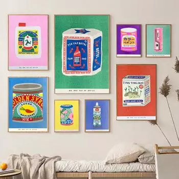 Японская губчатая краска, консервированная индонезийская жасминовая краска, настенная живопись на кухне, скандинавские постеры и принты, декор гостиной 21x30cm No Framed бордовый