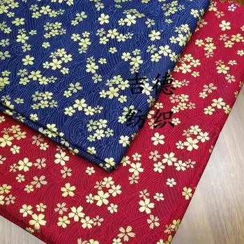 Японская хлопковая ткань с золотым тиснением и рисунком вишневого цвета для чонсамов, костюмов в стиле Тан, ханьфу и багажа красный