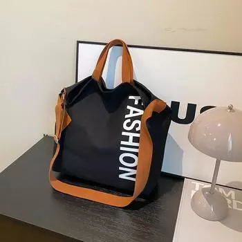 Японская холщовая сумка-тоут женская сумка для отдыха большая вместительная сумка для поездок на работу студенческая универсальная сумка-мессенджер через плечо чёрный