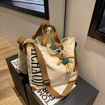 Японская холщовая сумка-тоут женская сумка для отдыха большая вместительная холщовая сумка-тоут для студентов колледжей универсальная сумка-мессенджер через плечо