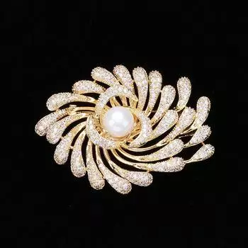 Японская и корейская медная микро-инкрустация цирконием романтический яркий фейерверк брошь женский кардиган булавка атмосферный роскошный корсаж золотой