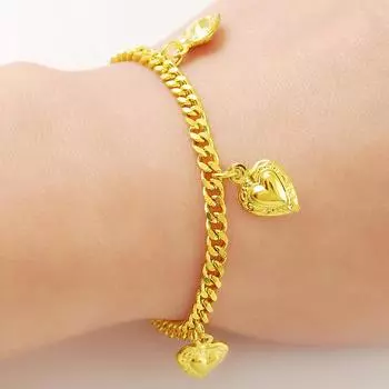 Японская и корейская мода Простой имитация золотого браслета Золотой браслет в форме сердца 14cm