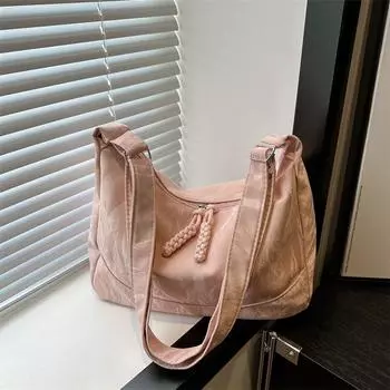 Японская и корейская сумка-мессенджер 2024 года, весна-лето, новая повседневная модная сумка через плечо, студенческая тканевая сумка, большая вместимость, простая сумка-тоут чёрный