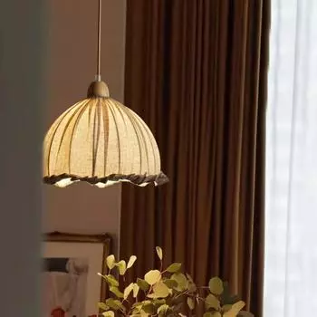 Японская Юго-Восточная Азия Ретро Хлопок Льняная Люстра Декор Комнаты Спальня Гостиная Подвесной Светильник Ресторан Светодиодные Огни Блеск without bulb