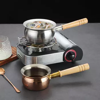 Японская кастрюля с длинной деревянной ручкой, многоцелевая, для приготовления пасты и лапши на молоке, для плиты Style A